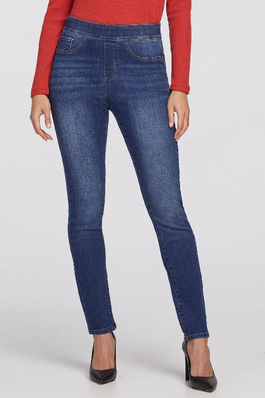 Tribal Audrey Pull-On Skinny Jean 7154O-T400-2784 River Blue Comfortable Low-Rise Jeans