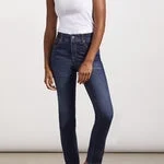 Tribal Sophia Curvy Straight Jean - Petite - 7572U-5050-2860 Deep Ocean Trendy Layered Pocket Jeans