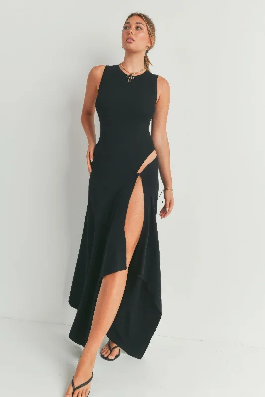 Maxi Dress With Slit Trendy Maxi Dress with Lace