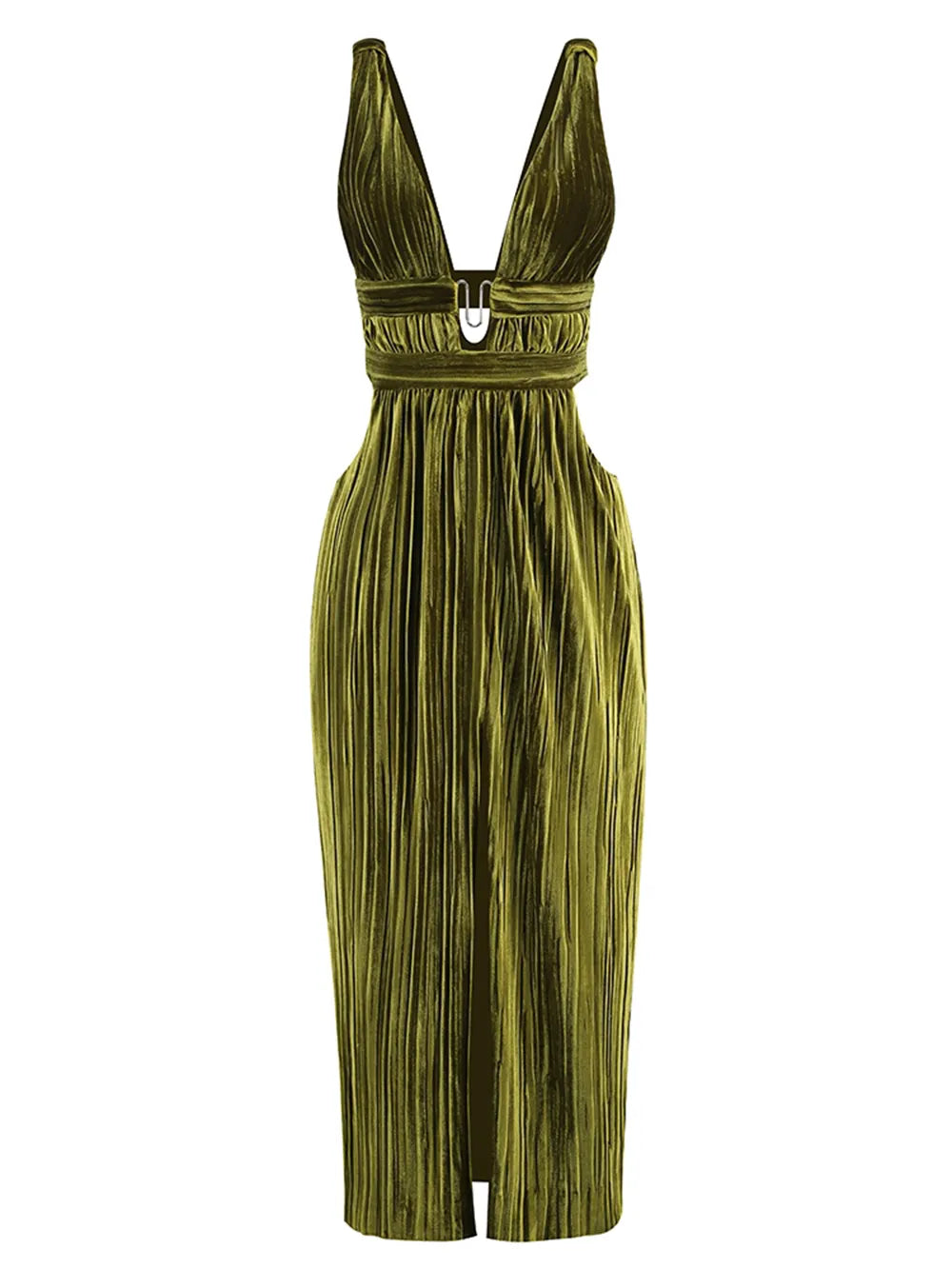 A&A Luxe Elegant Luxury Sleeveless Plunge V-Neck Pleated Maxi Dress Comfortable Maxi Dress with Sleeves A&A Luxe Elegant Luxury Sleeveless Plunge V-Neck Pleated Maxi Dress Comfortable Maxi Dress with Sleeves