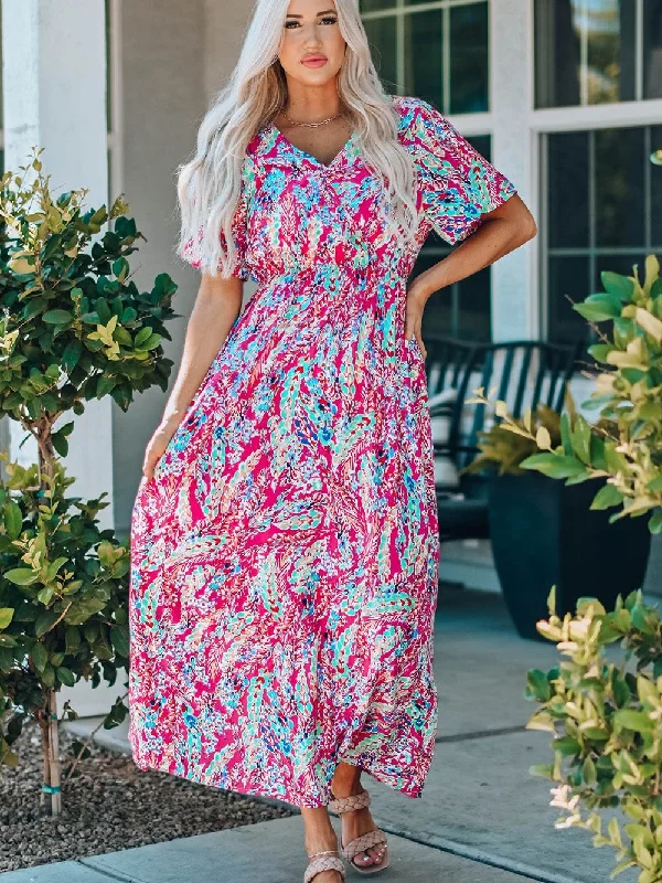 Vintage Print Puff Sleeve Maxi Dress Classic Black Maxi Dress