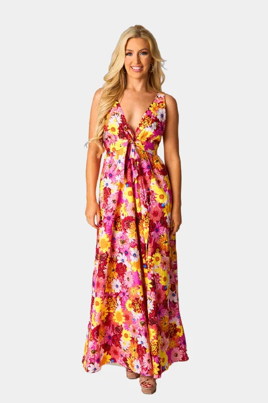 Zena Plunging Neck Maxi Dress - Sunshine Classic Strapless Maxi Dress