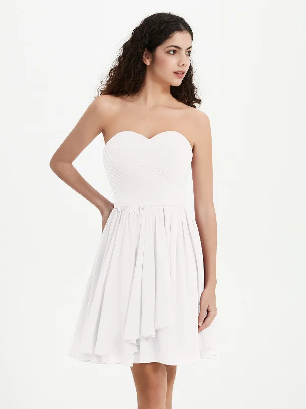 Strapless Sweetheart Neck Mini Dresses-Ivory Comfortable Polka Dot Mini Dress