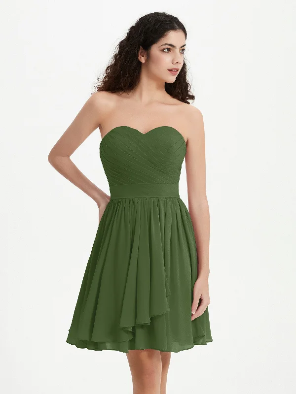 Strapless Sweetheart Neck Mini Dresses-Moss Classic Shift Mini Dress