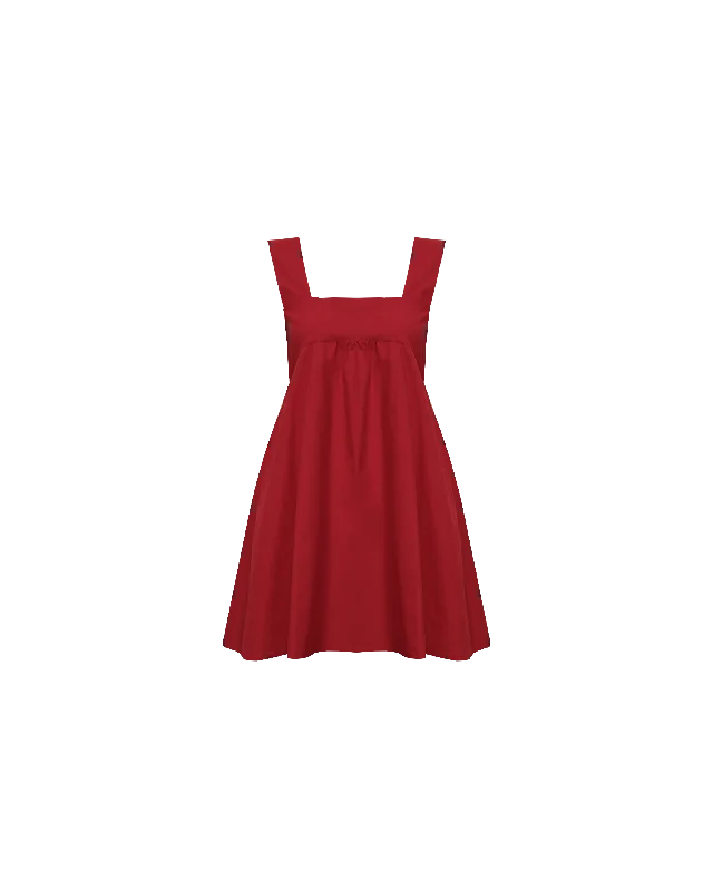 MARGIE TIE MINI DRESS GARNET Fashionable Mini Dress with Pockets
