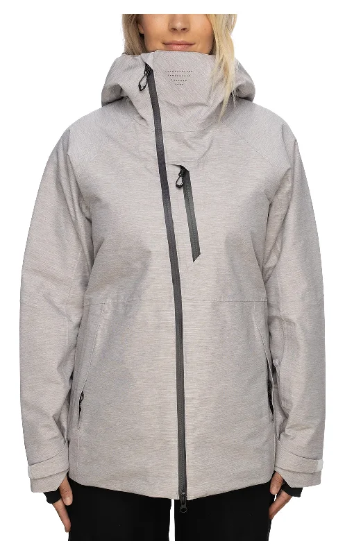 686 GLCR Hydra Insulated Womens Snow Jacket White Heather Lace Jacket Ribbed Jacket Sequined Jacket