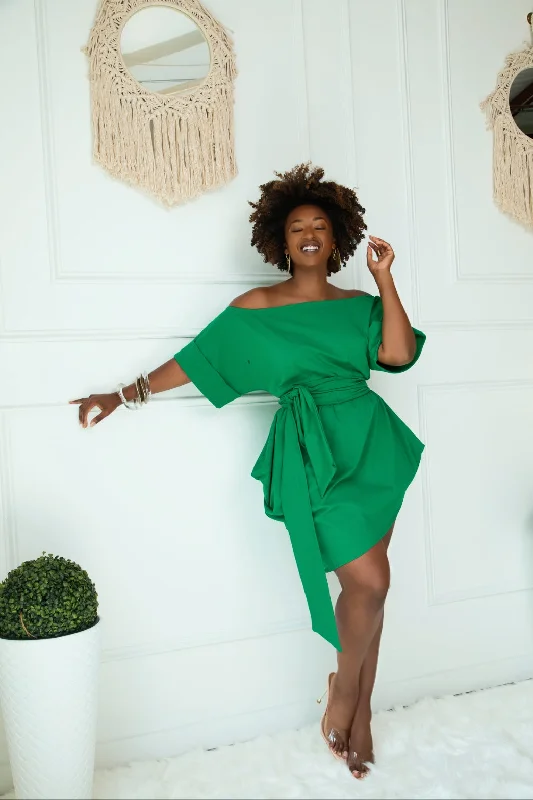 Angled Slouch Mini Dress Modern Satin Mini Dress
