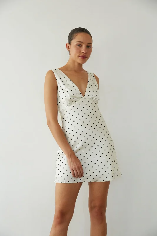Annie Polka Dot Satin Mini Dress Cozy Jersey Mini Dress