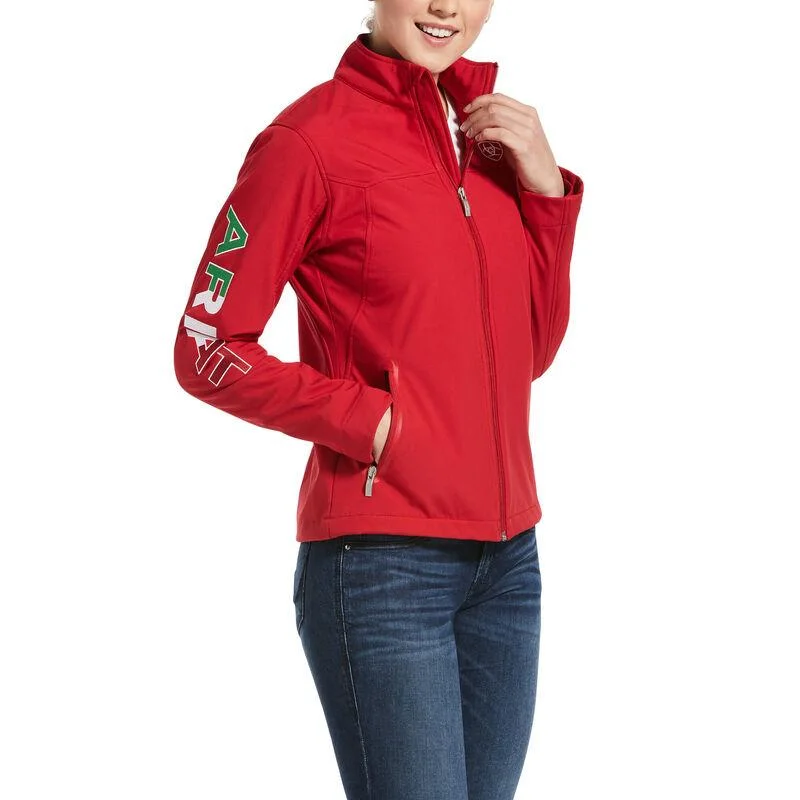 Ariat- Womens Mexico New Team Soft-shell Jacket in Red Mesh Jacket Canvas Jacket Denim Jacket