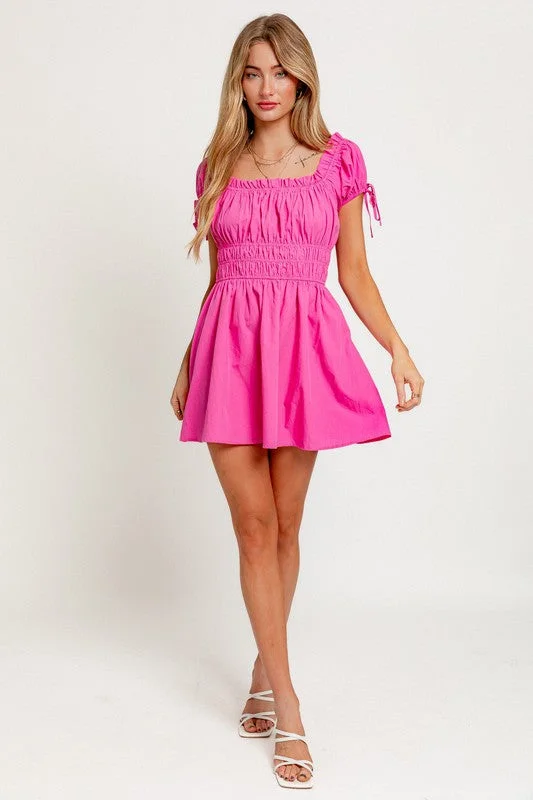 Bubbly As Your Drink Off Shoulder Ruffle Mini Dress Elegant Silk Mini Dress