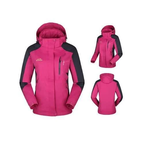 M-5XL Womens Outdoor Waterproof Windproof Detachable Hooded Climbing Jackets Wool Jacket Cashmere Jacket Tweed Jacket