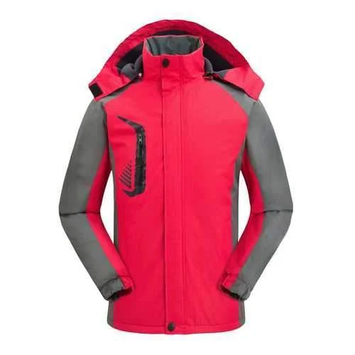 Women Outdoor Thicken Hooded Mountaineer Jacket Hoodie Zip-Up Jacket Button-Up Jacket