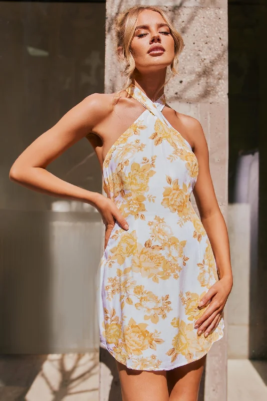 Days With You Mini Dress - Yellow Cozy Knitted Mini Dress
