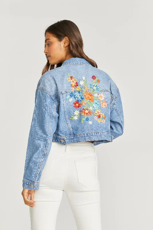 Le Bouquet Denim Crop Jacket Jacket Blazer Coat
