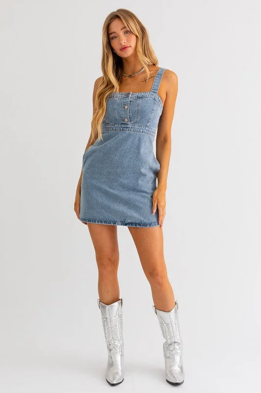 Denim Dreams Mini Dress Cozy Ribbed Mini Dress