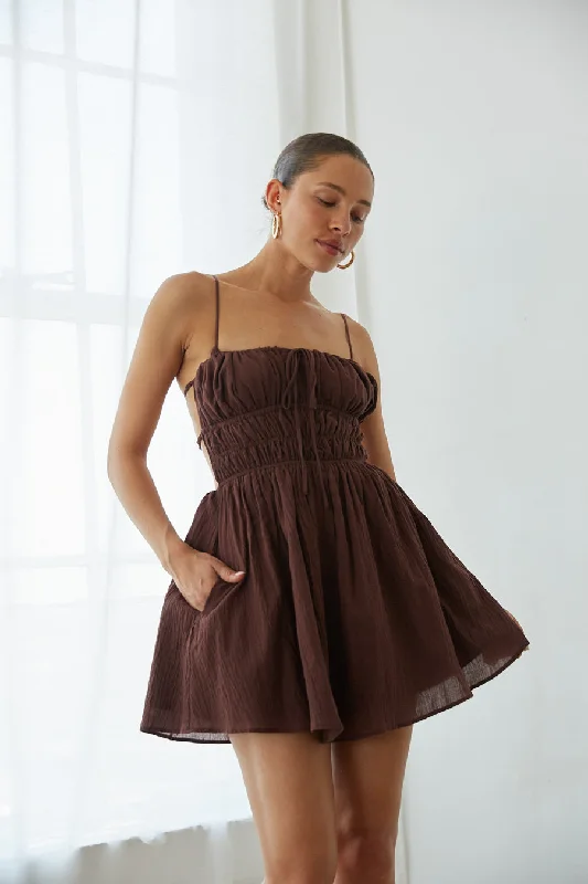 Eliza Open Back Mini Dress Elegant Mini Dress with Pleats