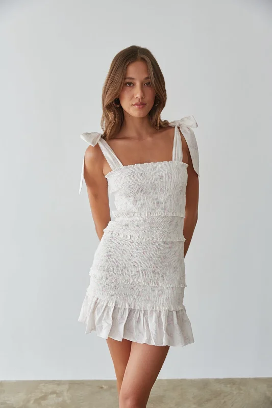 Everleigh Floral Smocked Tie Strap Mini Dress Trendy Bodycon Mini Dress
