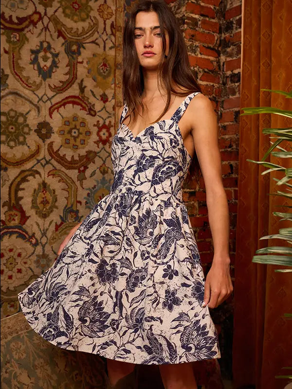 Frankie Floral Mini Dress Elegant Lace-Up Mini Dress