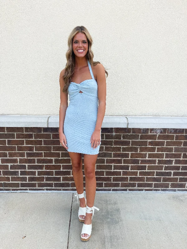 Halter Mini Dress Fashionable Lace Mini Dress