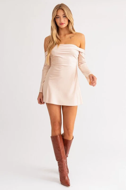 Here For The Champagne Mini Dress Casual Mini Dress with Pockets