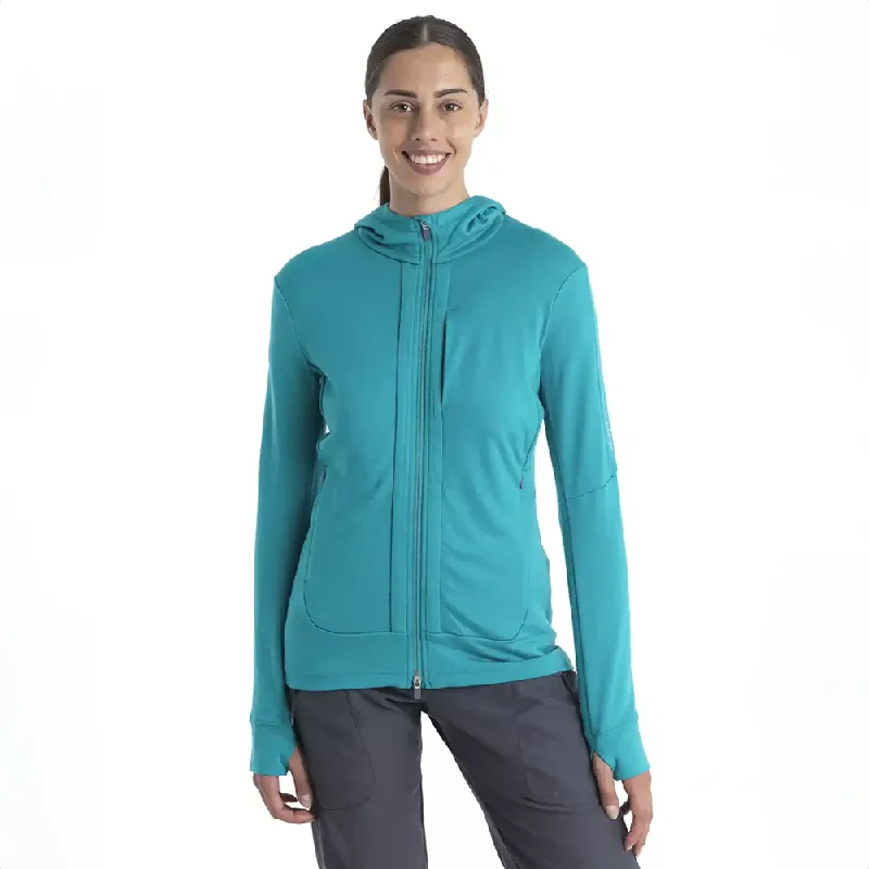 Icebreaker Quantum III Long Sleeve Zip Hooded Womens Jacket One-Shoulder Jacket Off-the-Shoulder Jacket Asymmetrical Jacket