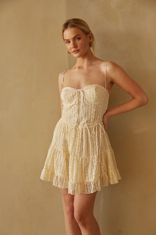 Ivy Lace Bustier Babydoll Mini Dress Classic Floral Mini Dress