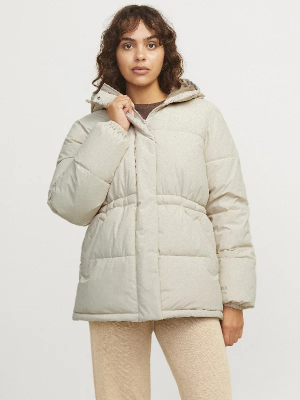JJXX Ladies World Hooded Puffer Jacket-MOONBEAM Striped Jacket Polka Dot Jacket Floral Jacket