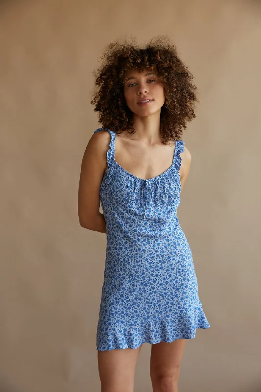 Lora Ruffle Strap Floral Mini Dress Elegant Vintage Mini Dress