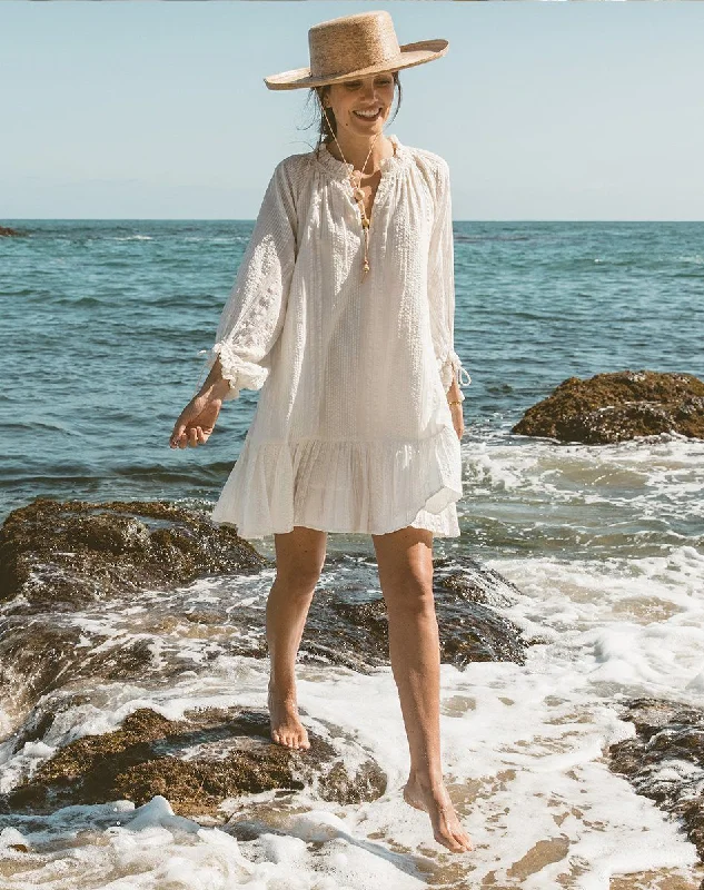 Marci Mini Dress Ivory Comfortable Boho Mini Dress