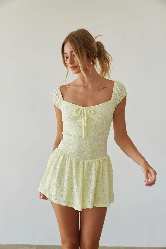 Meyer Lace Puff Sleeve Mini Dress Comfortable Smocked Mini Dress