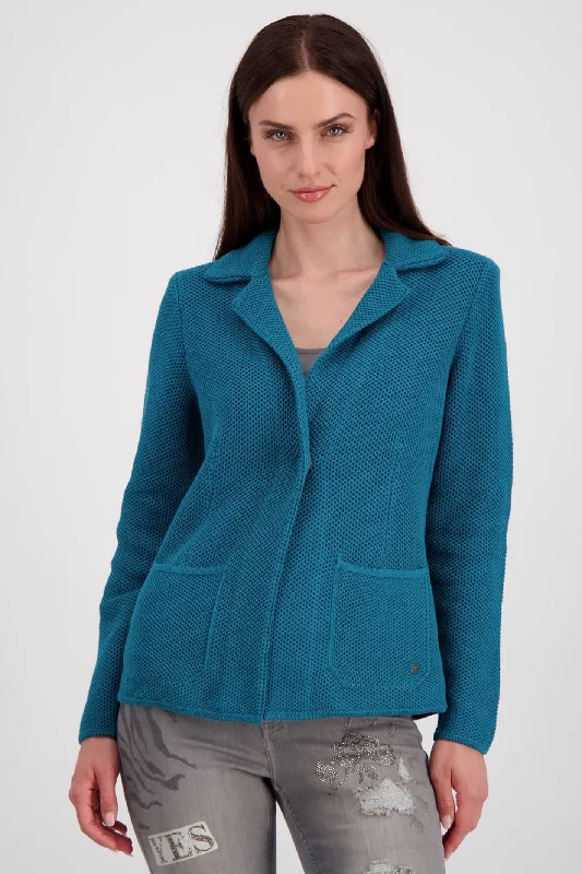 Monari 807272 Teal Knitted Blazer Jacket Jacket Blazer Coat
