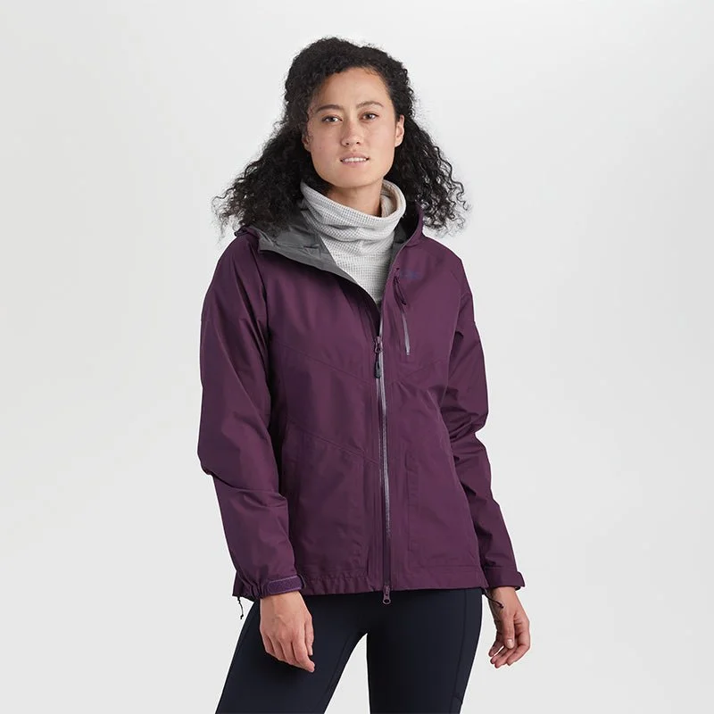 Outdoor Research Aspire Womens Waterproof Hooded Jacket Denim Fabric Leather Fabric Suede Fabric