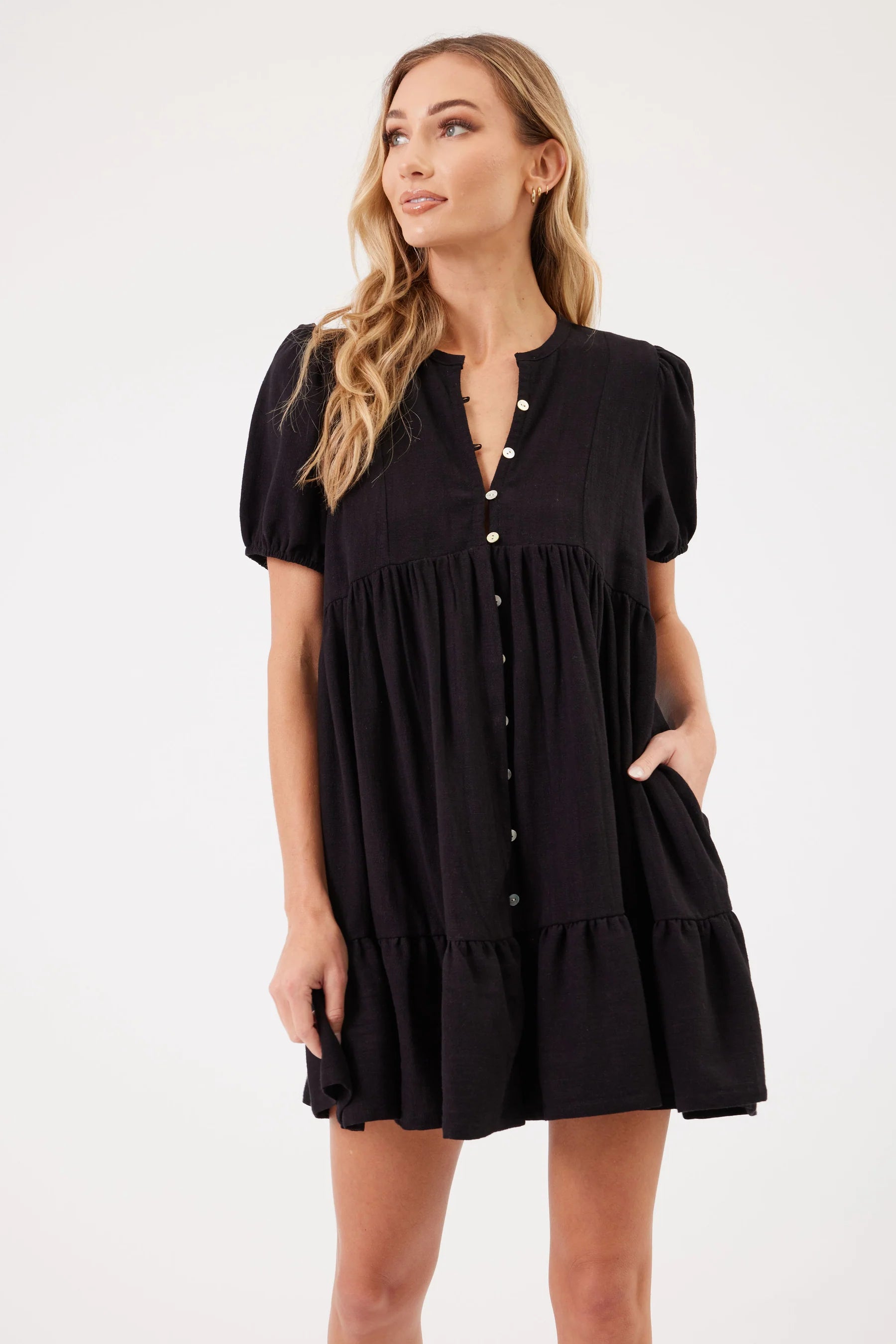 Paige Mini Dress - Black Modern Satin Mini Dress