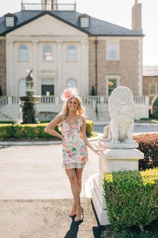 Front Runner Mini Dress - Floral Fashionable Button-Front Mini Dress