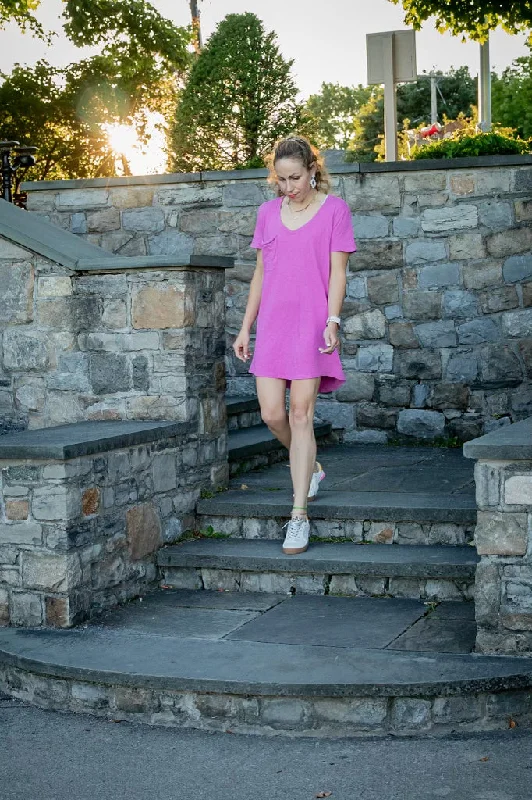 Pocket Tee Mini Dress Fashionable Button-Front Mini Dress