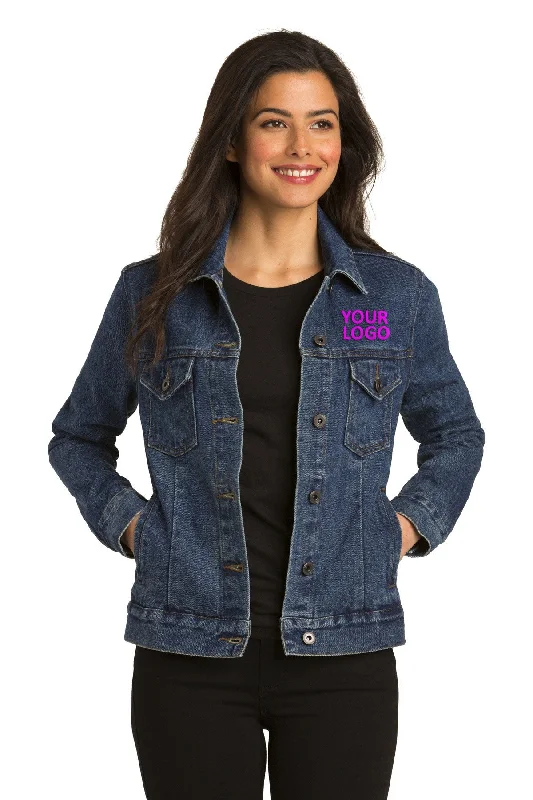Port Authority Ladies Custom Denim Jackets, Denim Blue Herringbone Jacket Checkered Jacket Solid Jacket
