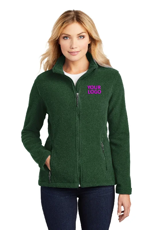 Port Authority Ladies Value Fleece Customized Jackets, Forest Green Snapped Jacket Toggled Jacket Drawstring Jacket