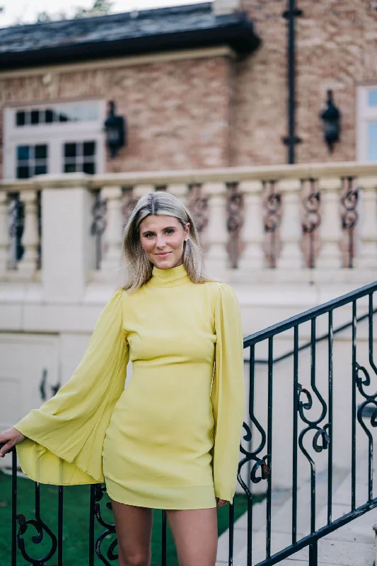 Raya Mini Dress - Chartreuse Fashionable Lace Mini Dress