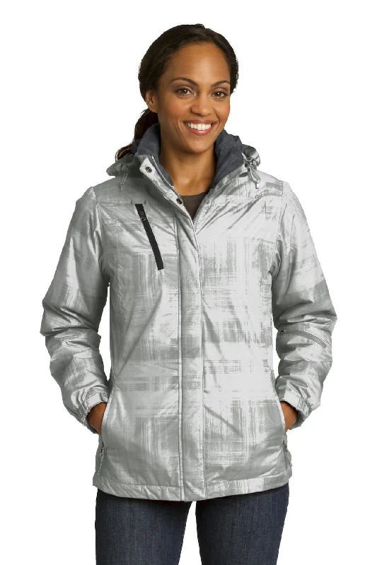 Port Authority Ladies Brushstroke Print Insulated Jacket. L320 Belted Jacket Elasticated Jacket Padded Jacket