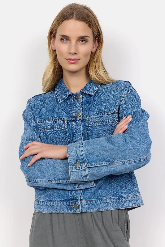 Soya Concept 40577-20 2240-8B SC-Dolores 2 Blue Denim Jacket V-Neck Jacket Boat Neck Jacket Square Neck Jacket Soya Concept 40577-20 2240-8B SC-Dolores 2 Blue Denim Jacket V-Neck Jacket Boat Neck Jacket Square Neck Jacket