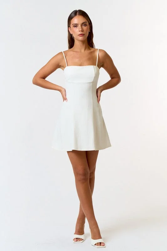 Special Charm Square Neck Mini Dress Fashionable A-Line Mini Dress