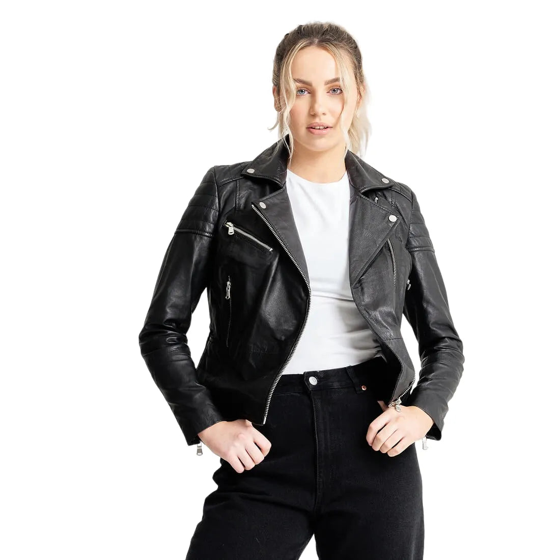 Womens Black Textured Leather Jacket Corduroy Jacket Velvet Jacket Brocade Jacket