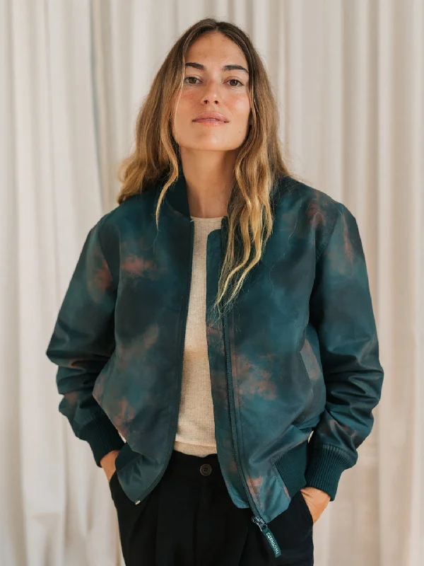 Boucaut Bomber Jacket Watercolor Green Fitted Jacket Loose Jacket Oversized Jacket