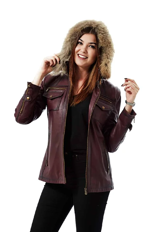 Victoria Brown Waxed 100% Real Leather Jacket For Women Insulated Jacket Fitted Jacket Loose Jacket
