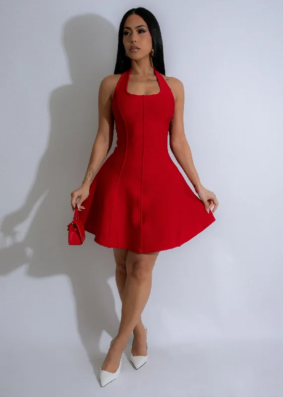 Vivacious Charm Mini Dress Red Fashionable Button-Front Mini Dress