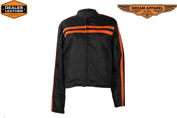 Women's Black Lightweight Textile Jacket W/ Orange Stripes Corduroy Jacket Velvet Jacket Brocade Jacket