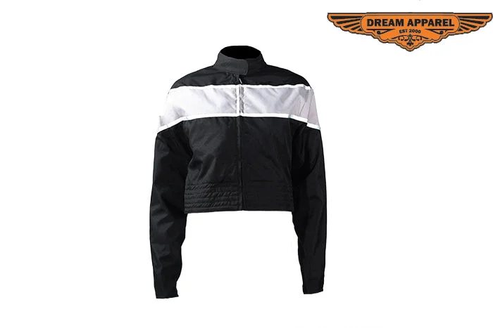 Women's Black Lightweight Textile Jacket W/ White Stripe Fleece Jacket Down Jacket Feather Jacket Women's Black Lightweight Textile Jacket W/ White Stripe Fleece Jacket Down Jacket Feather Jacket