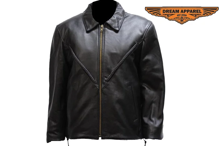 Women's Motorcycle Jacket With Lining & Braid One-Shoulder Jacket Off-the-Shoulder Jacket Asymmetrical Jacket