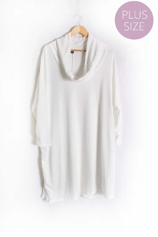 Women's Plus Long Sleeve Cowl Neck Mini Dress Stylish Ribbed Mini Dress