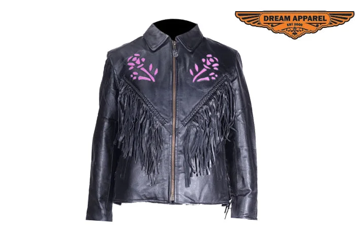 Womens Purple Rose Inlay Motorcycle Jacket Wool Jacket Cashmere Jacket Tweed Jacket